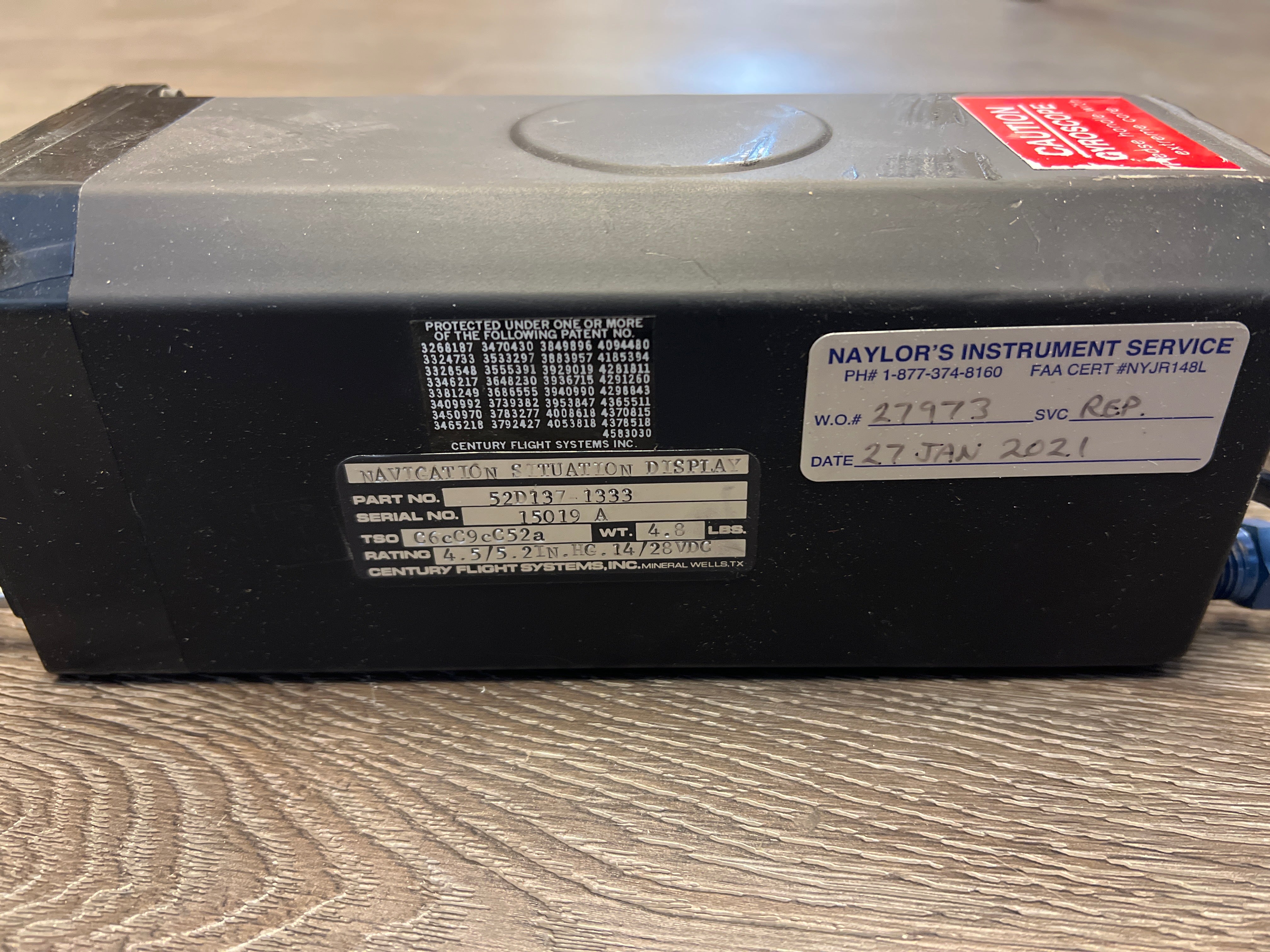 Century Flight Navigation Situation Display P/N 52D137-1333 S/N 15019 A